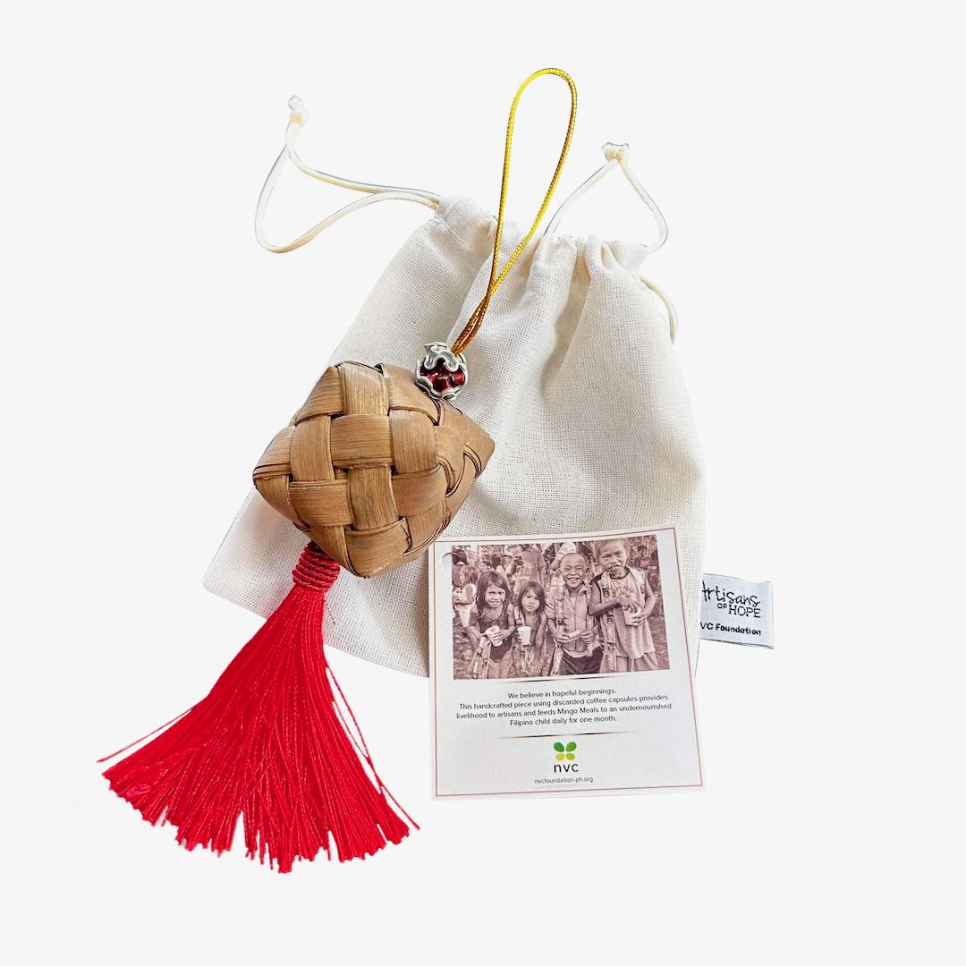 Palmera Ornament (Box) – Red Tassel
