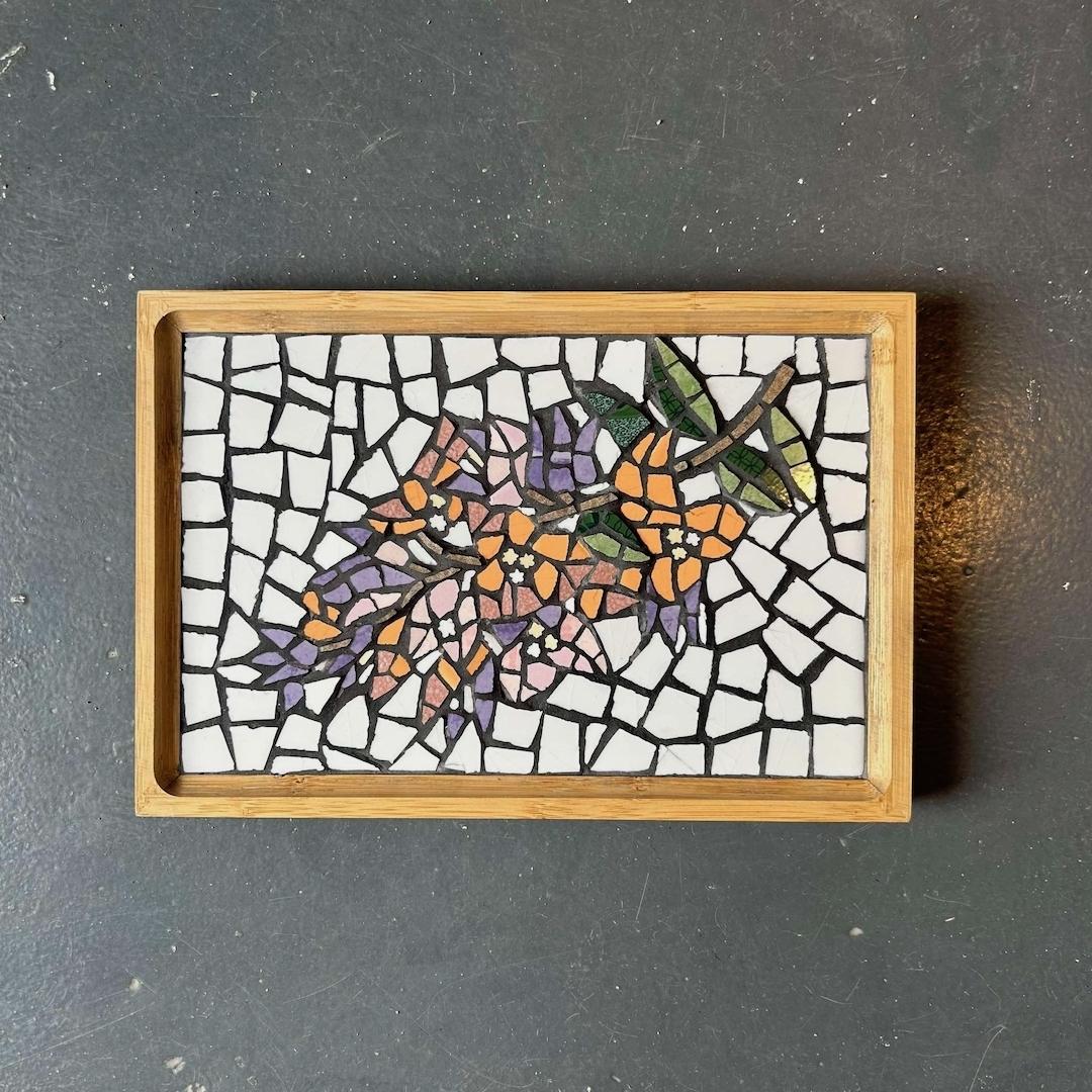 “Bougainvillea” Mosaic Tray – Small (11 x 7.5″)