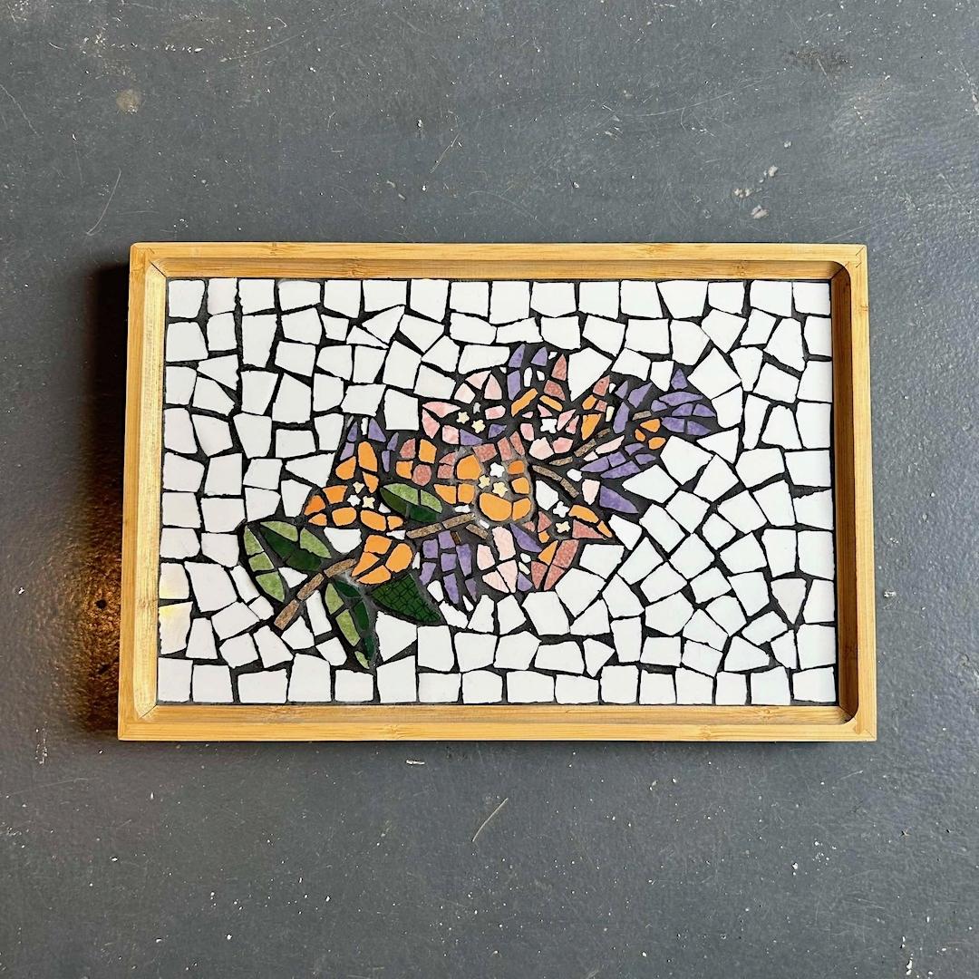 “Bougainvillea” Mosaic Tray – Medium (13 x 8.75″)