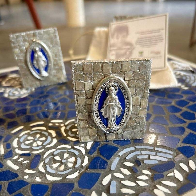 Miniature Miraculous Medal Mosaic – Blue