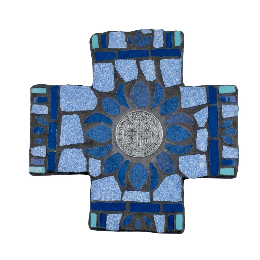 Petite Benedictine Mosaic Cross – Blue